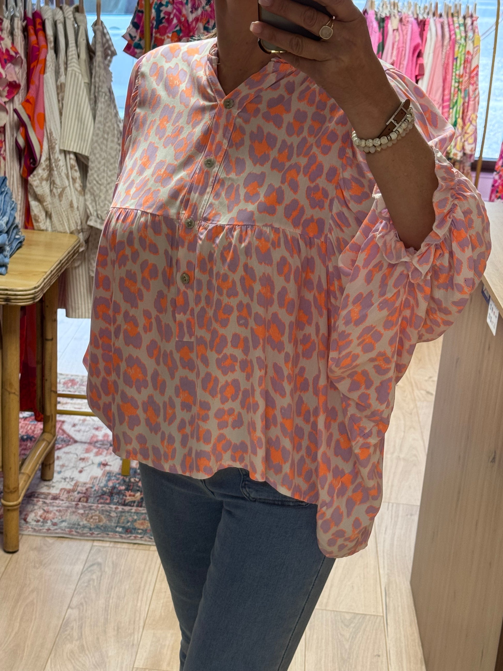 Blouse Léo Lila et corail
