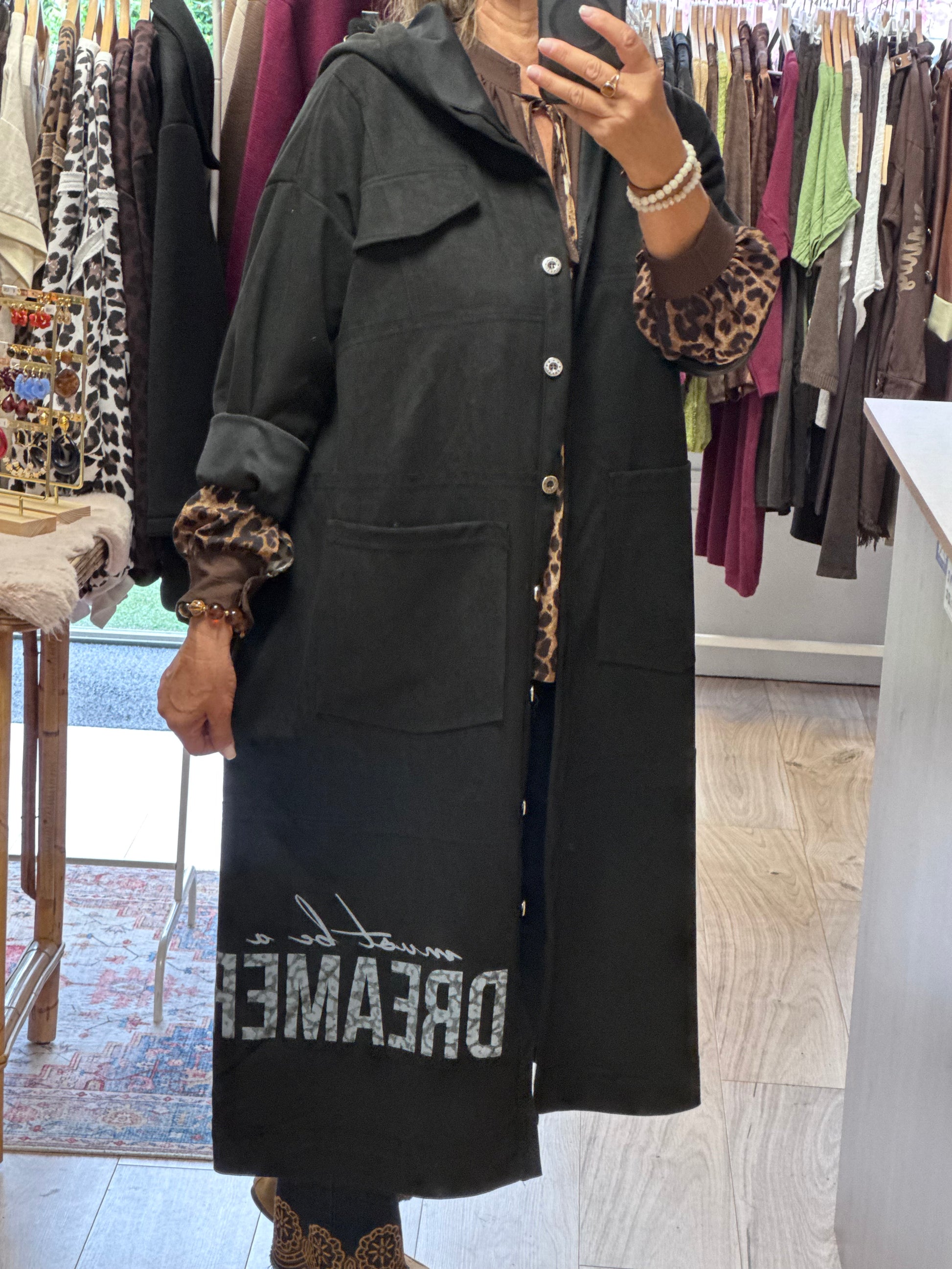 Veste longue suédine noire