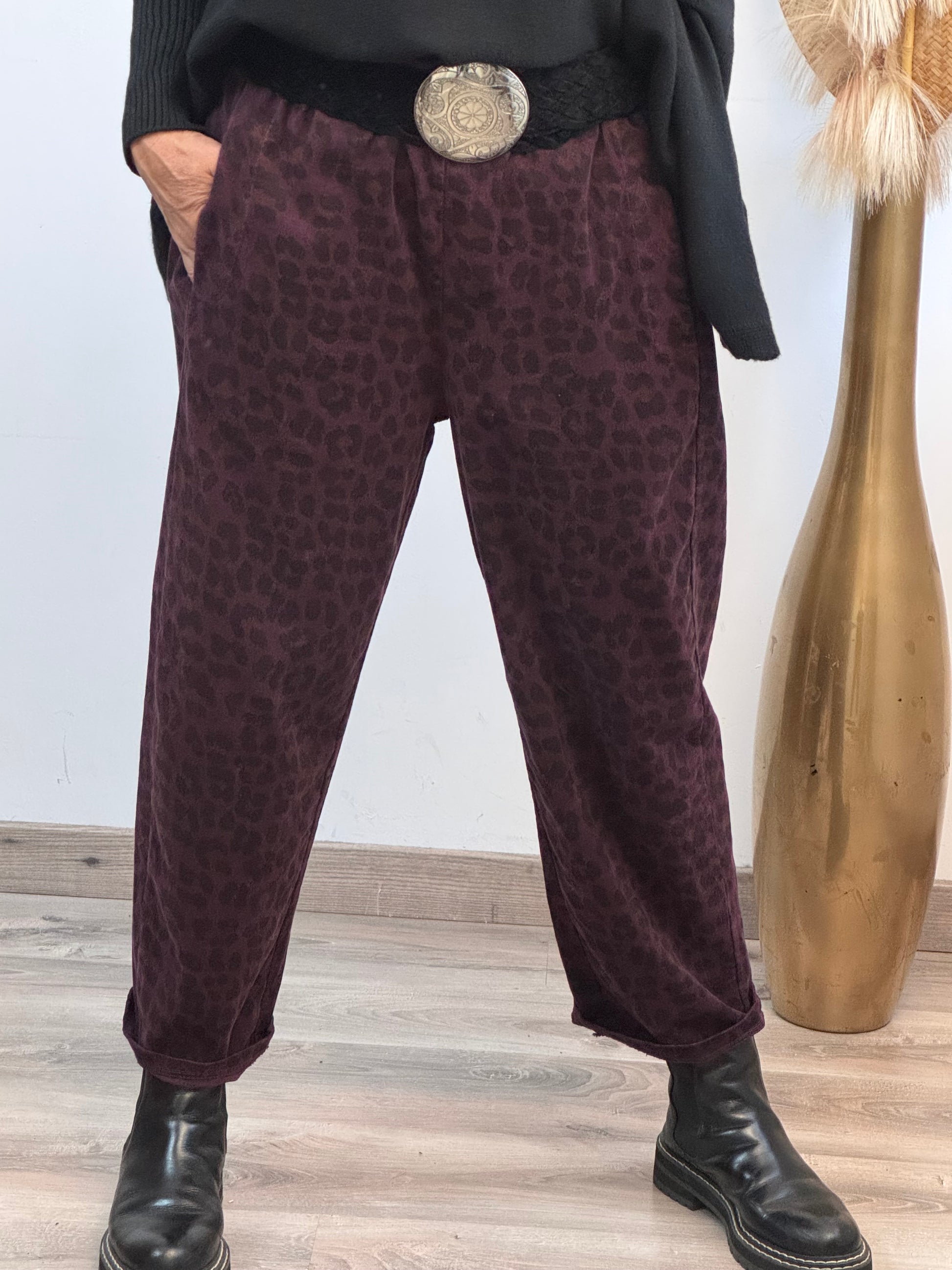 Pantalon Léo lie de vin