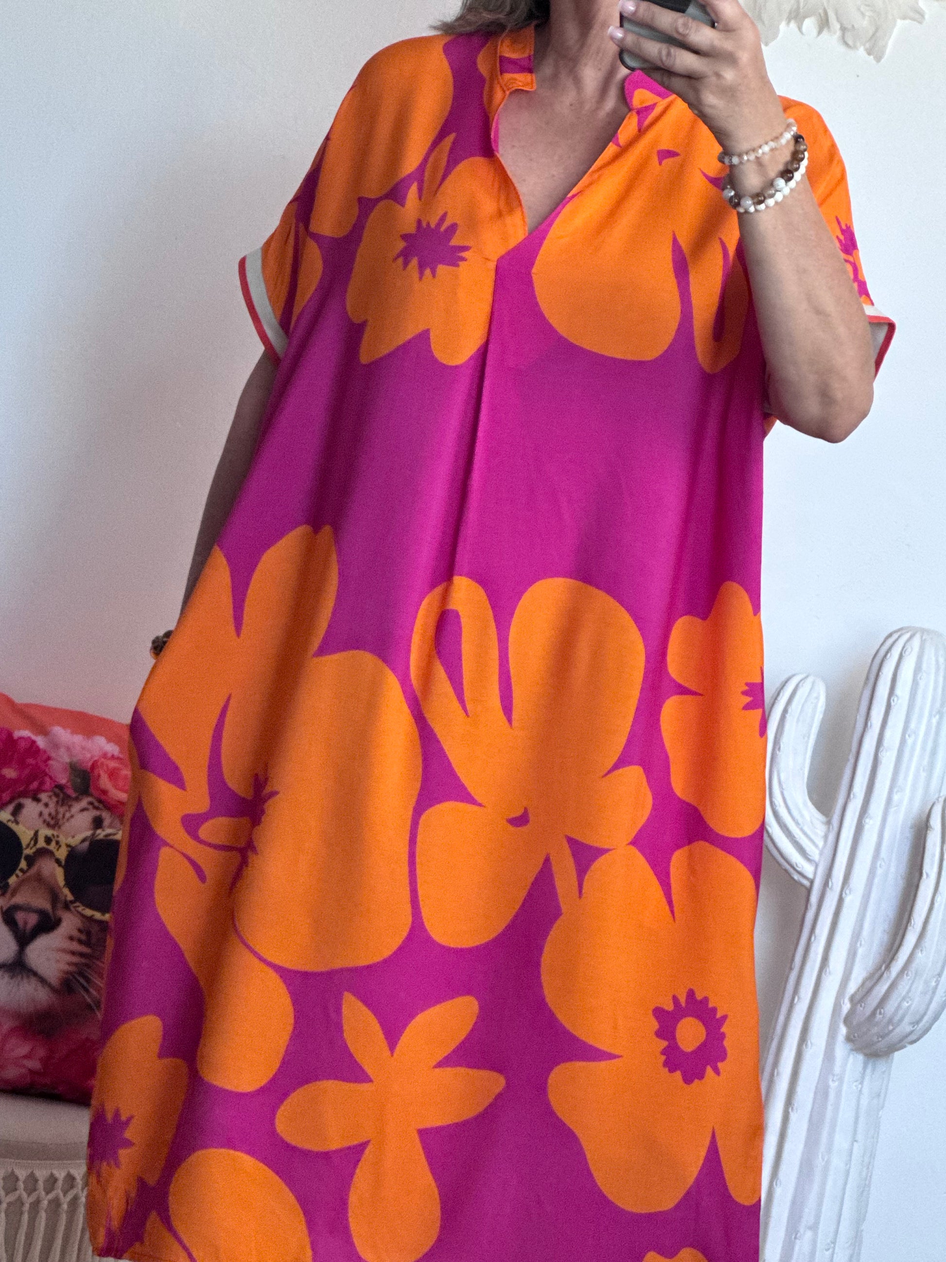 Robe floral fuchsia/orange TU 40/48