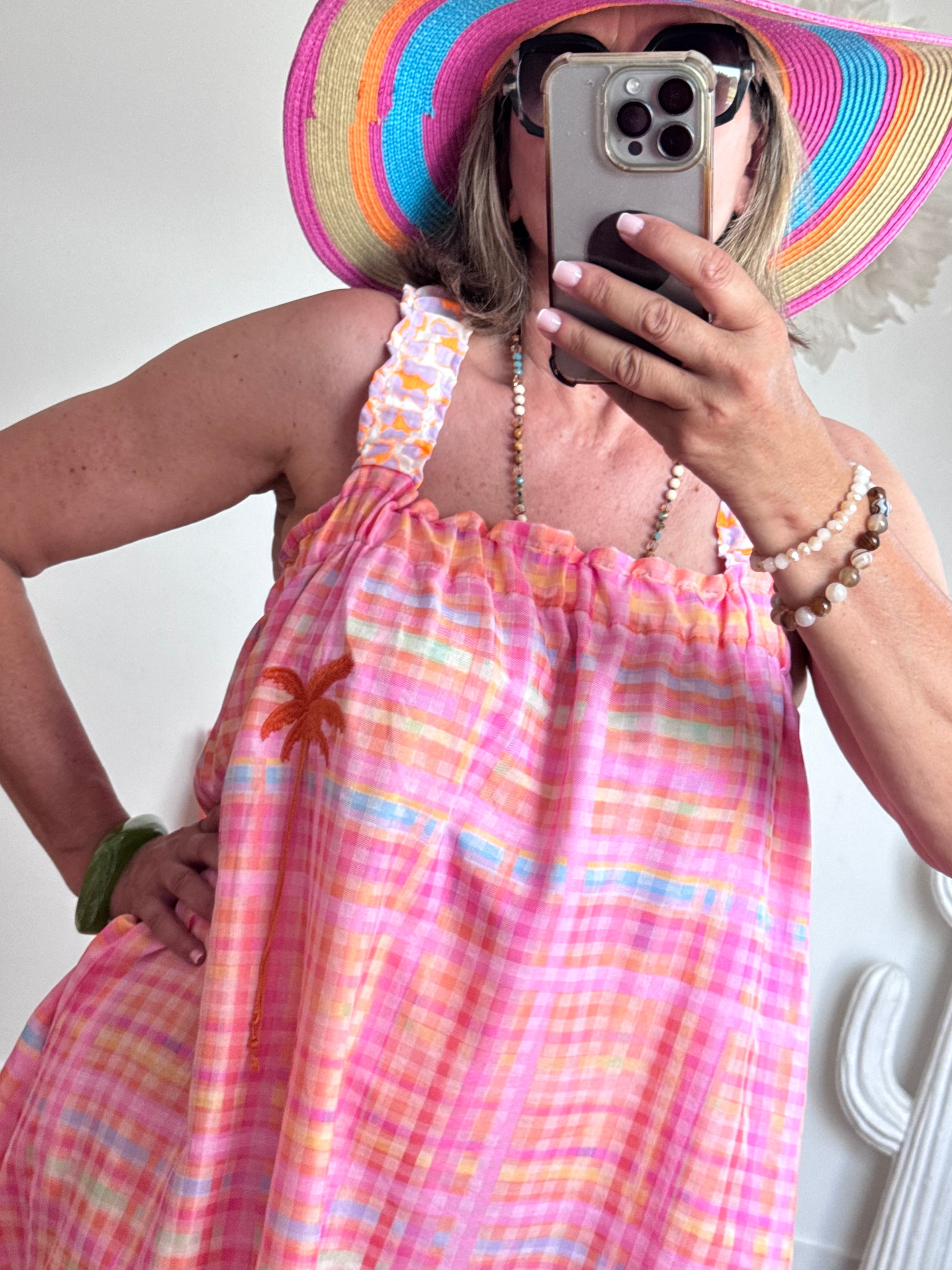 Robe Vichy multicolore fluo