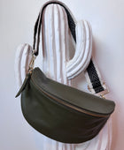 Sac banane cuir kaki +2 sangles