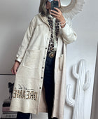 Veste longue suédine beige