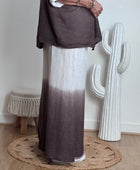 Pantalon palazzo Lin blanc et marron