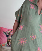 Robe gaze de coton kaki