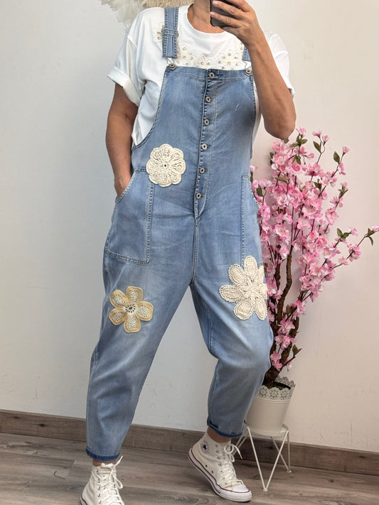 Salopette bohème fleurs