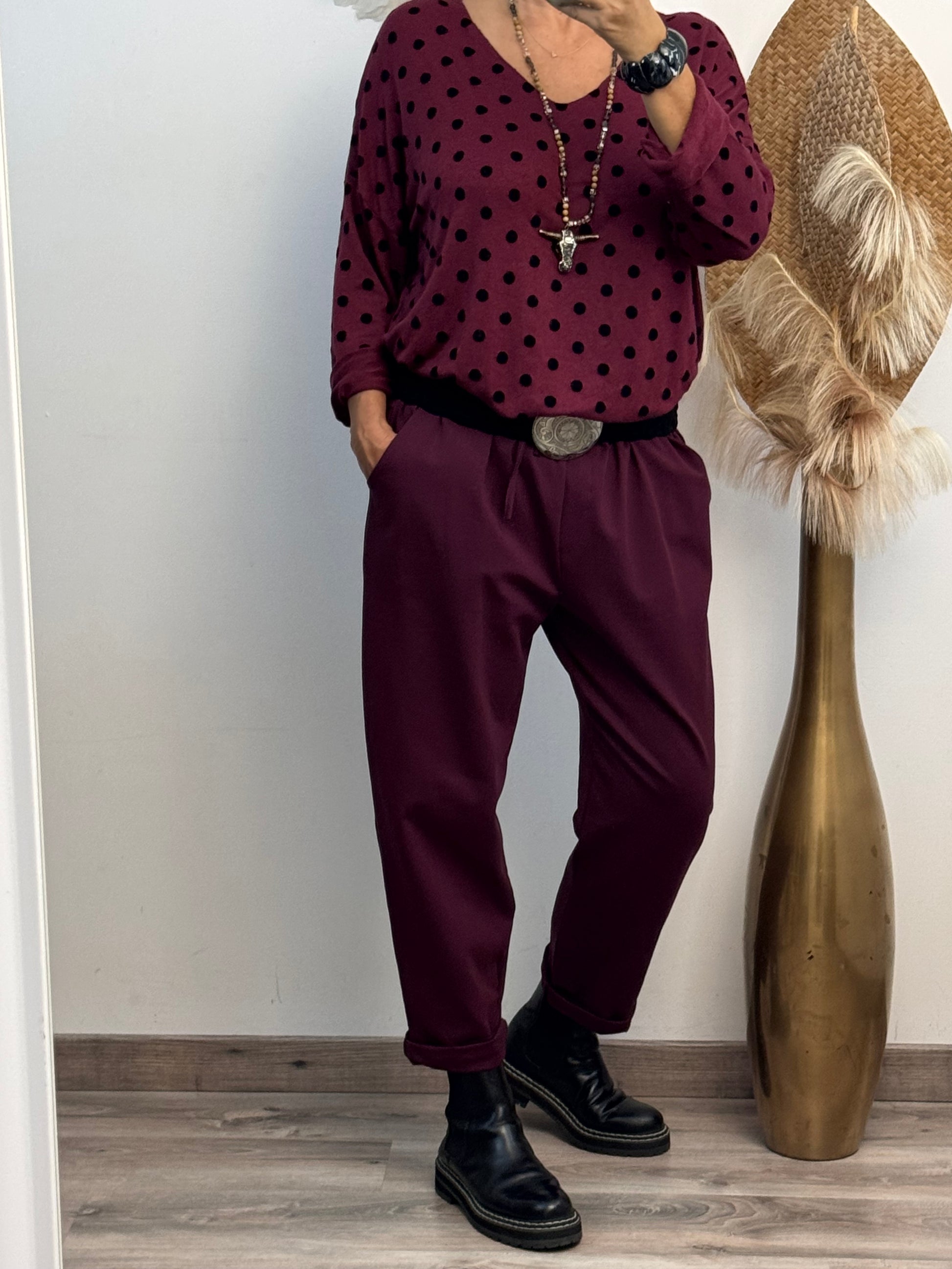 Pantalon Sacha lie de vin 42/50