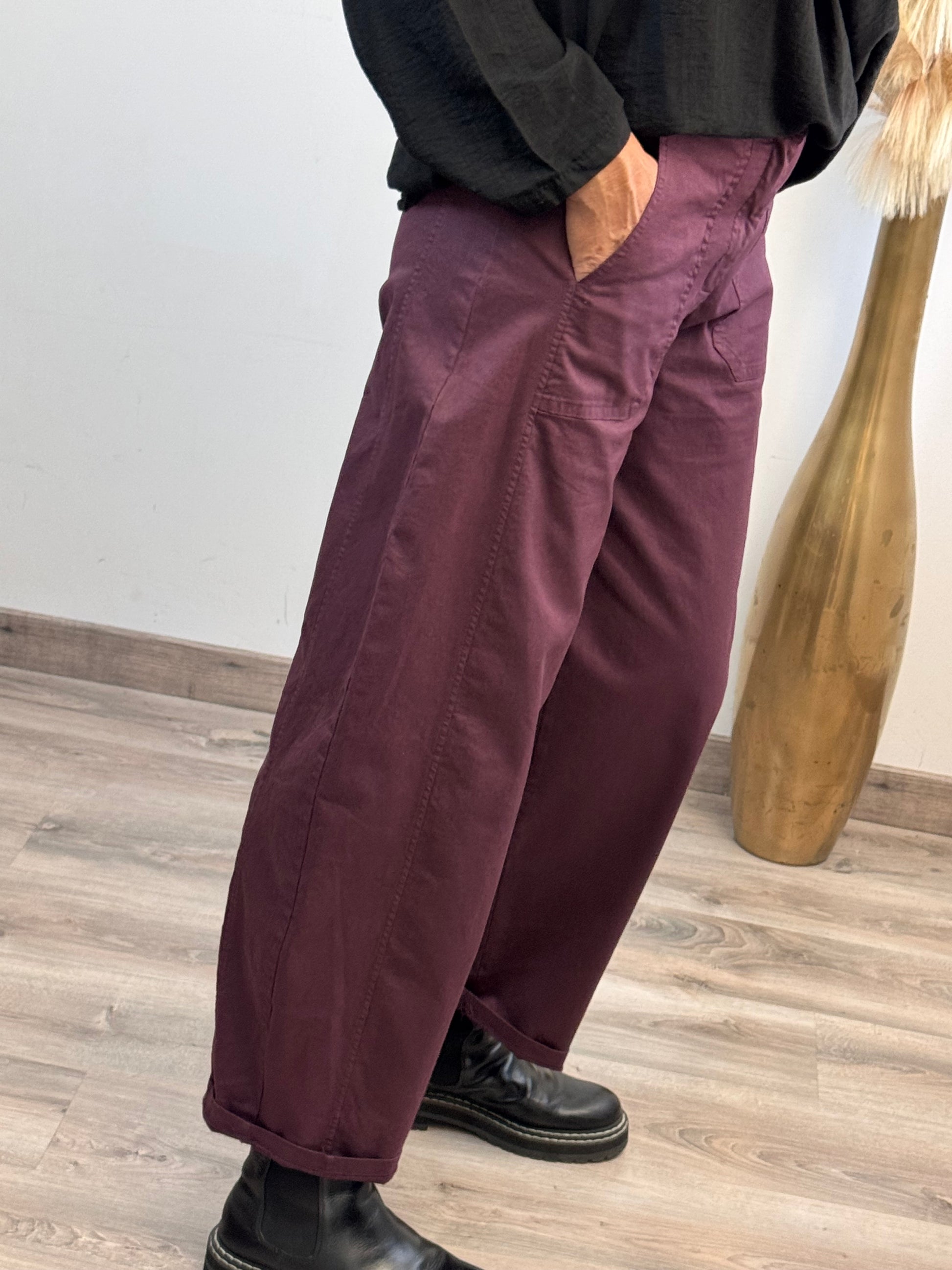 Pantalon barrel lie de vin