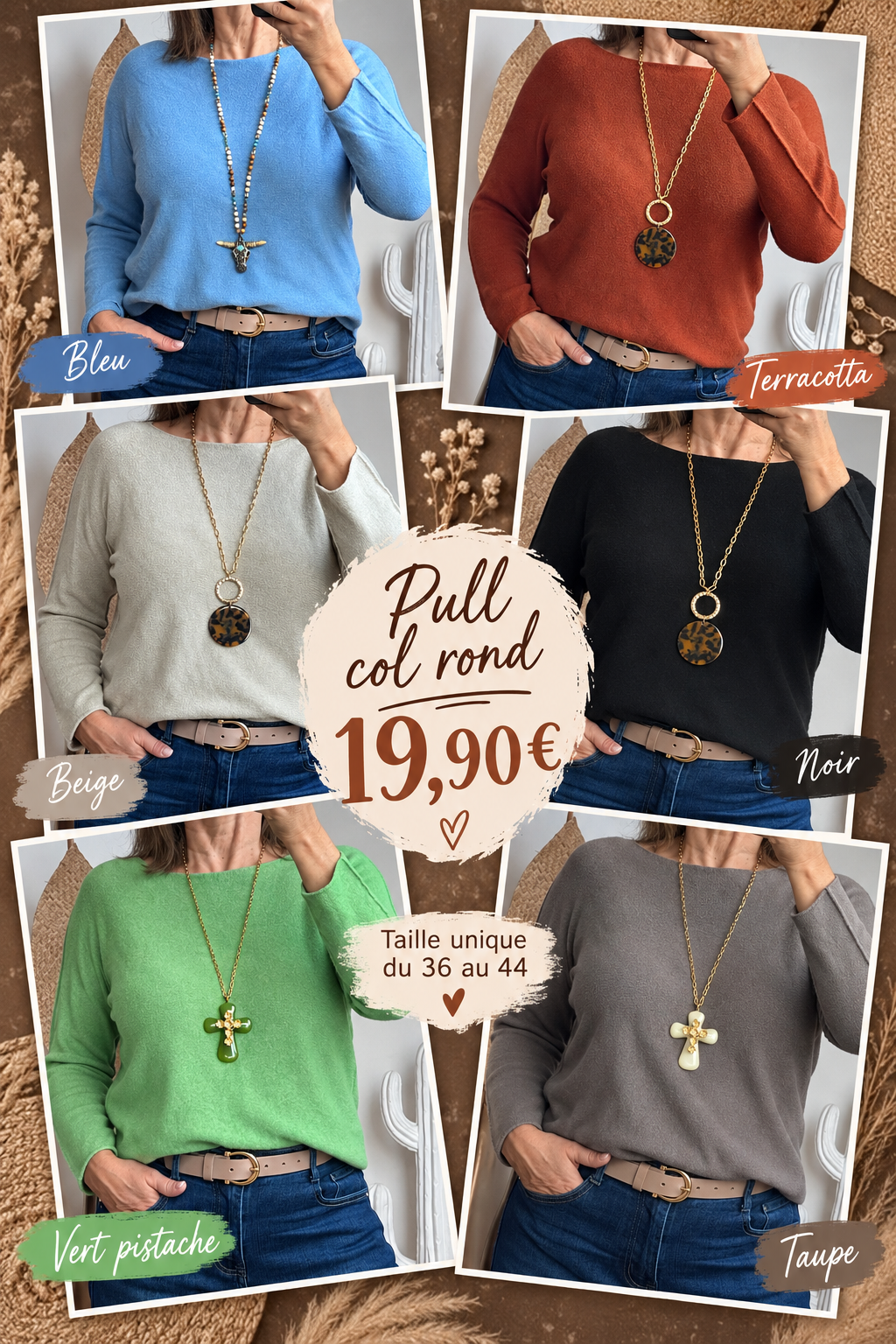 Pull maille col rond