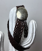 Ceinture cuir tressé marron foncé
