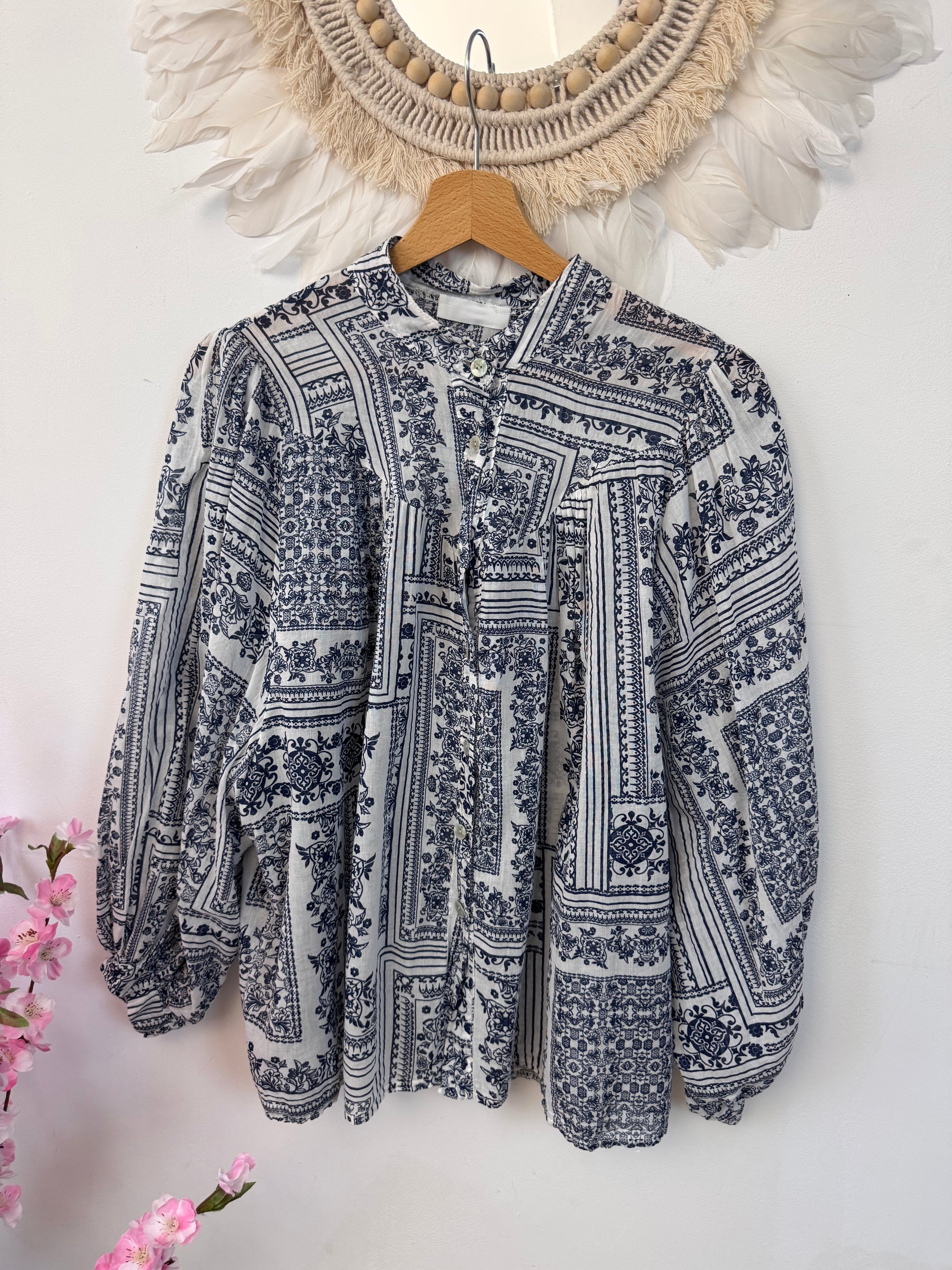 Blouse voile de coton bleue