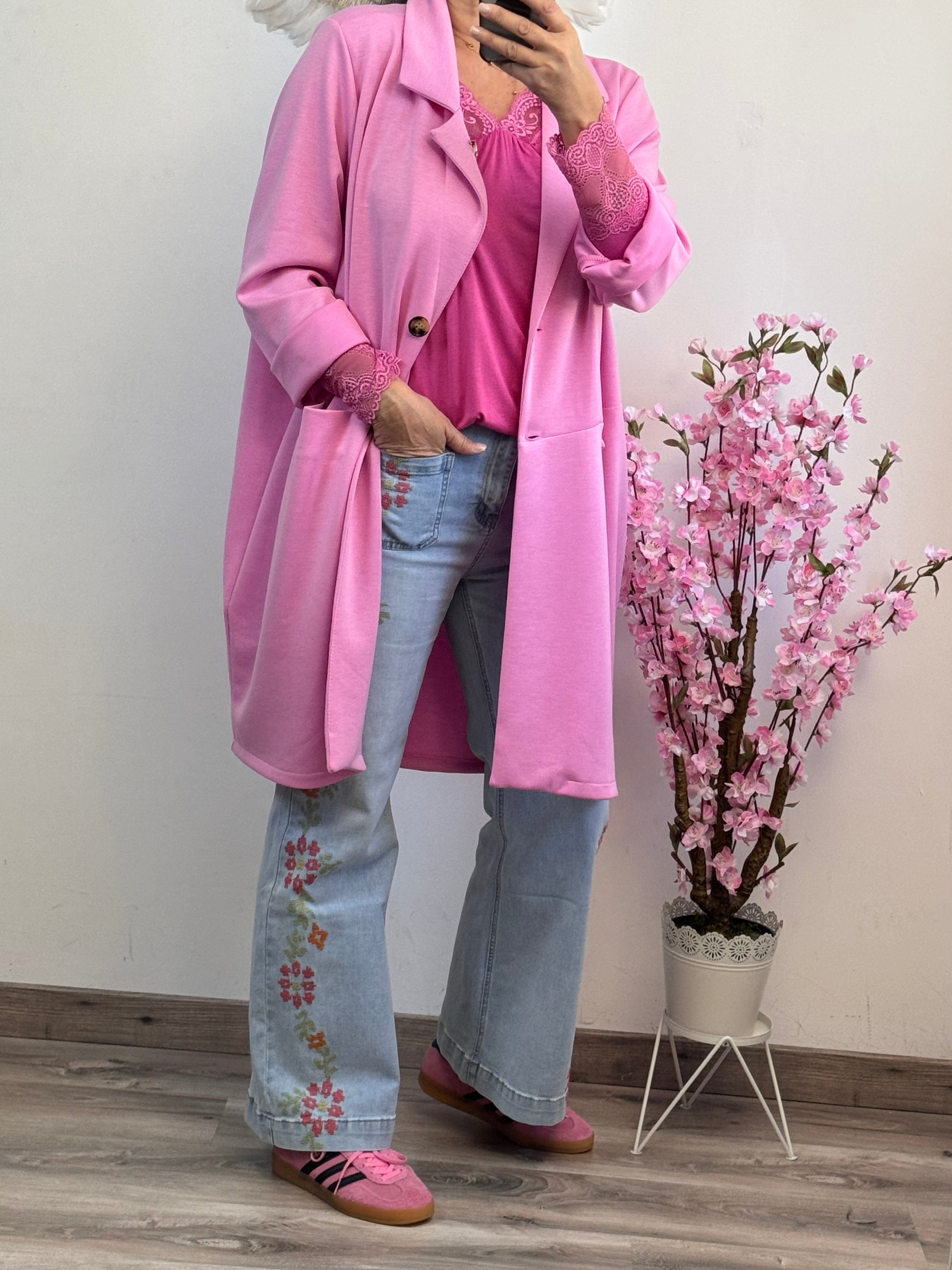 Jean Wide Leg brodé fleurs