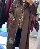 Veste longue suédine marron
