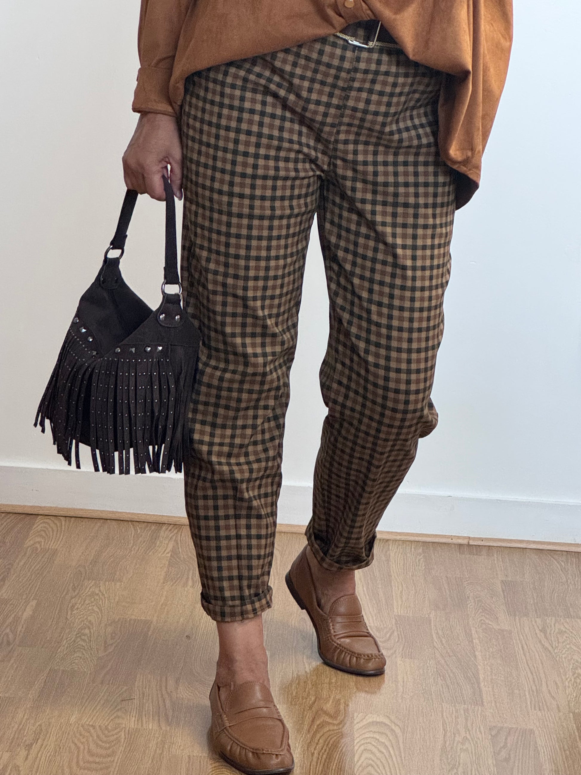 Pantalon vichy marron