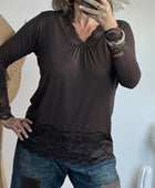 Top dentelle marron