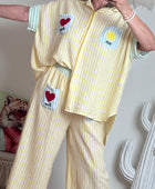 Chemise oversize rayée jaune
