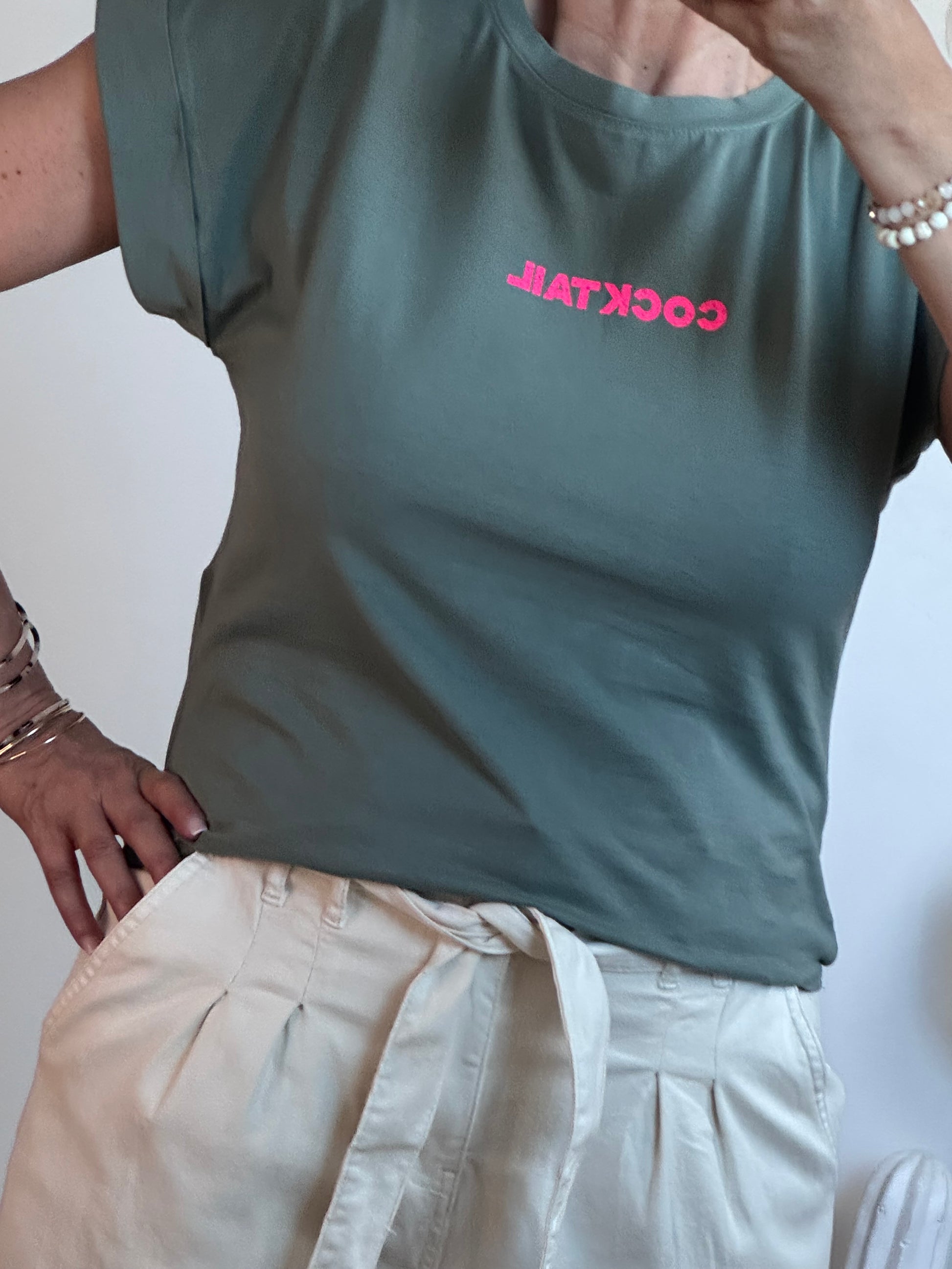 Teeshirt cocktail kaki