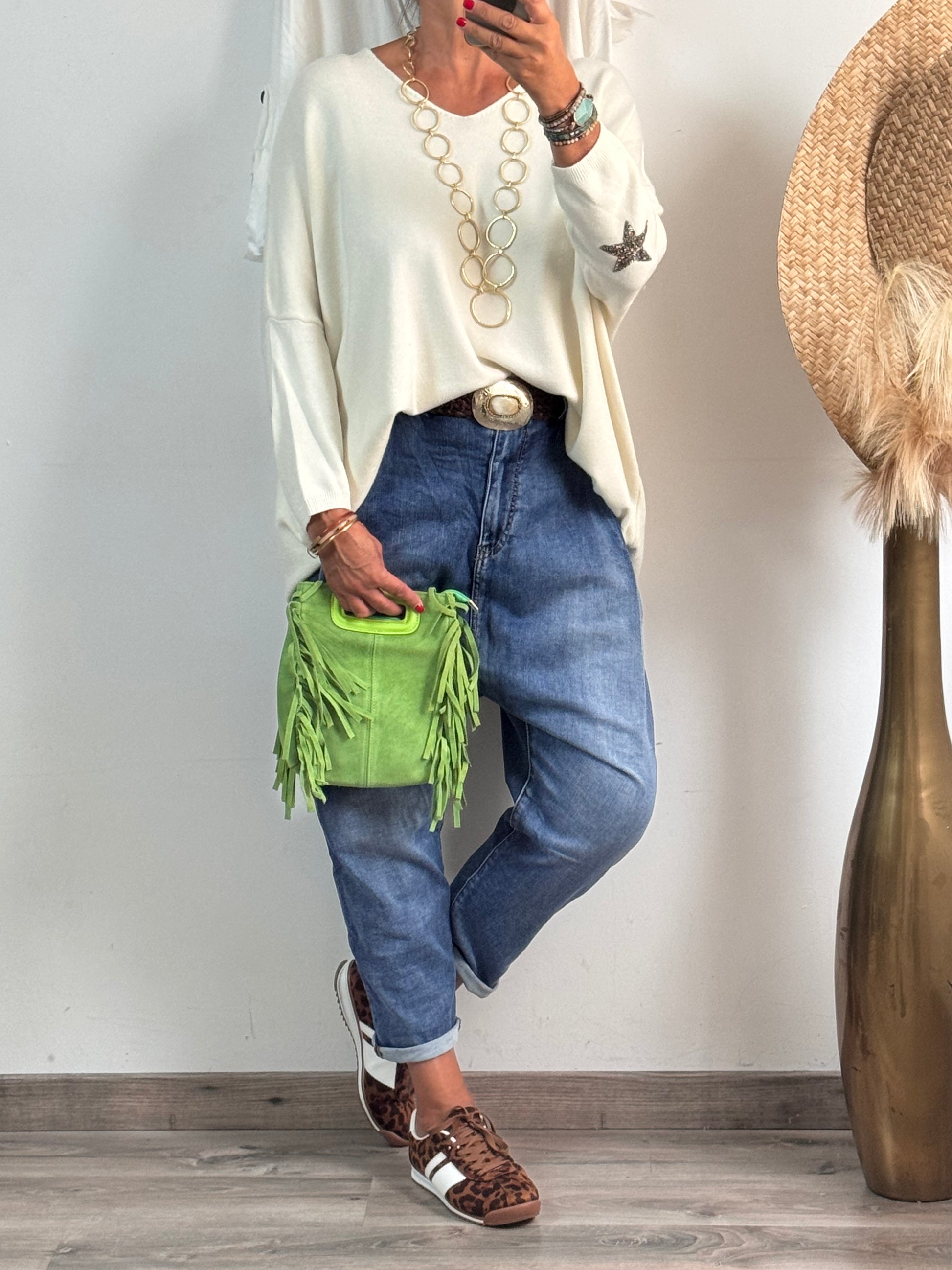 Sac cuir véritable vert