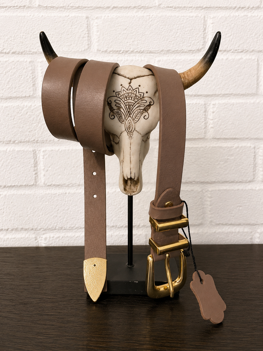 Ceinture cuir véritable taupe