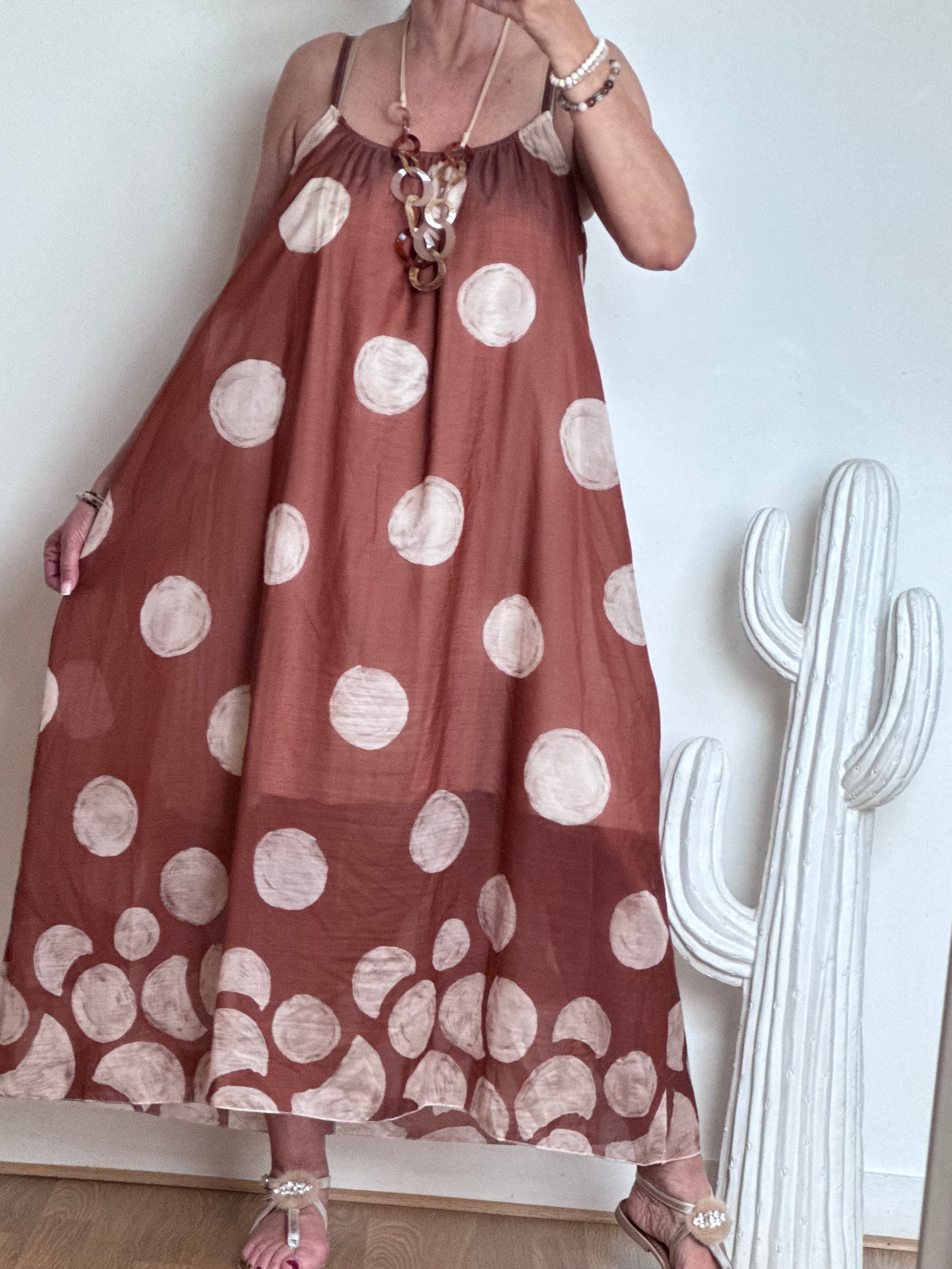Robe à pois fond terracotta