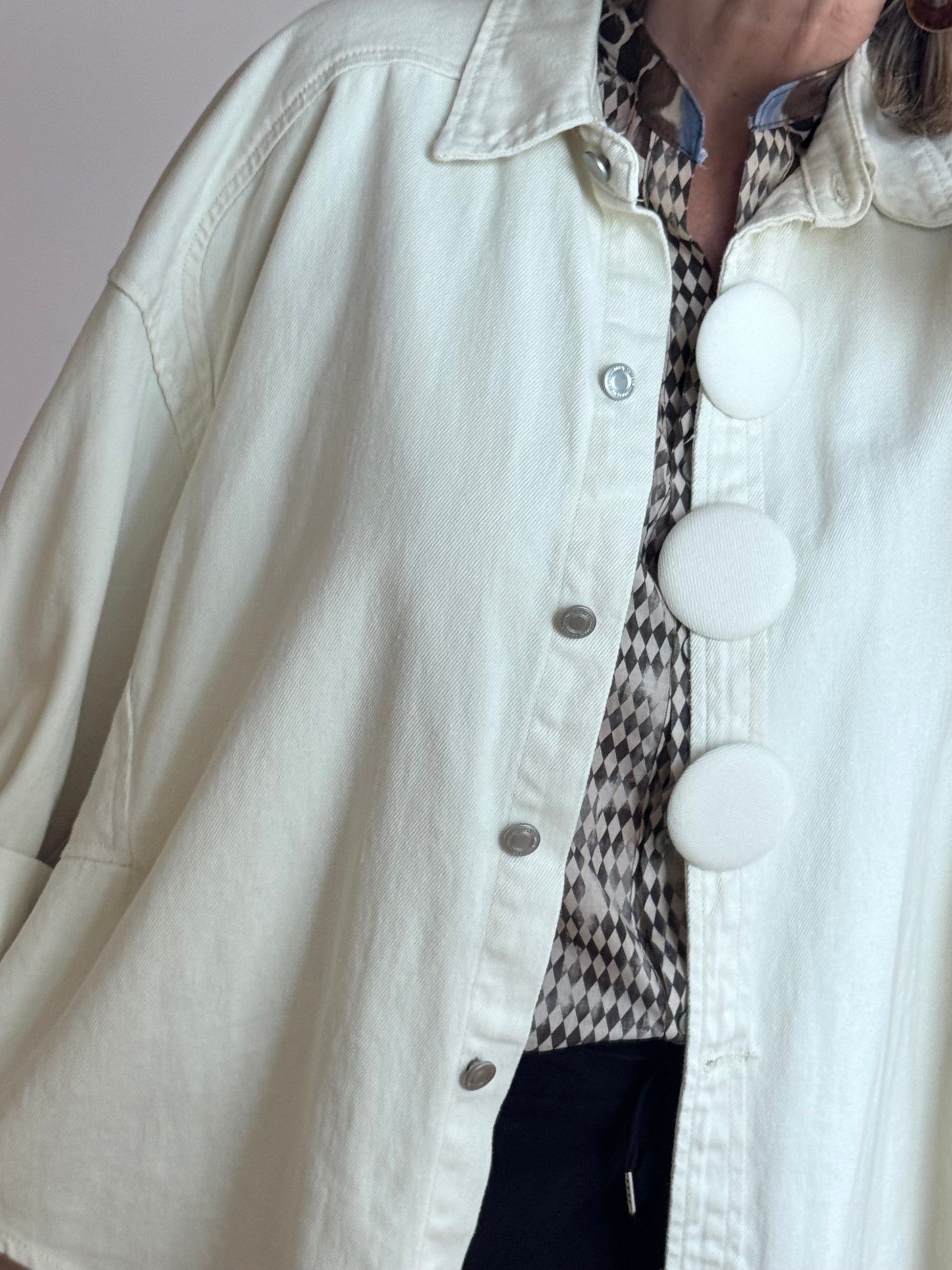 Veste jeans oversize crème