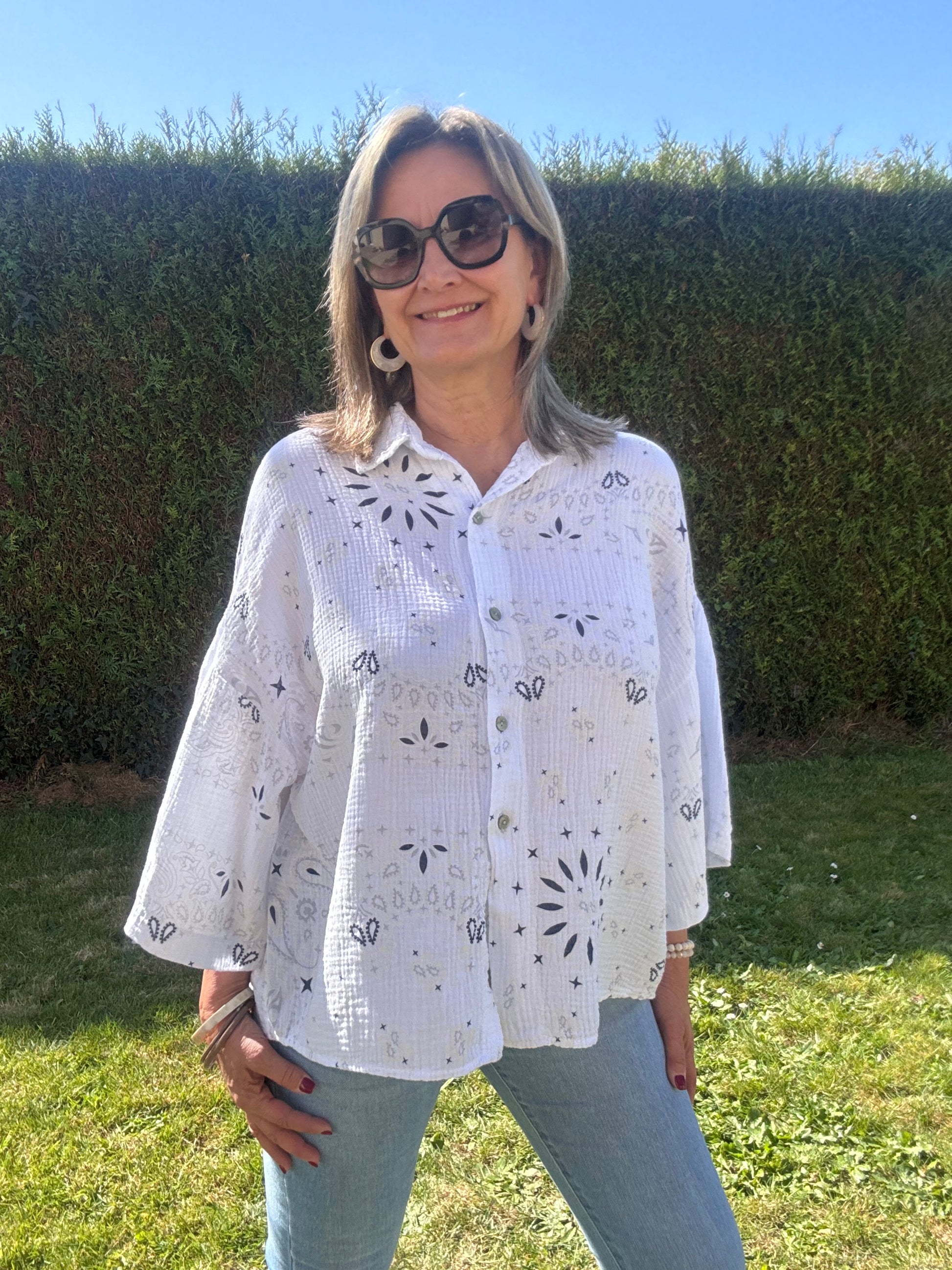 Chemise oversize bandana blanc