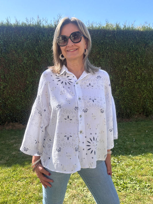 Chemise oversize bandana blanc