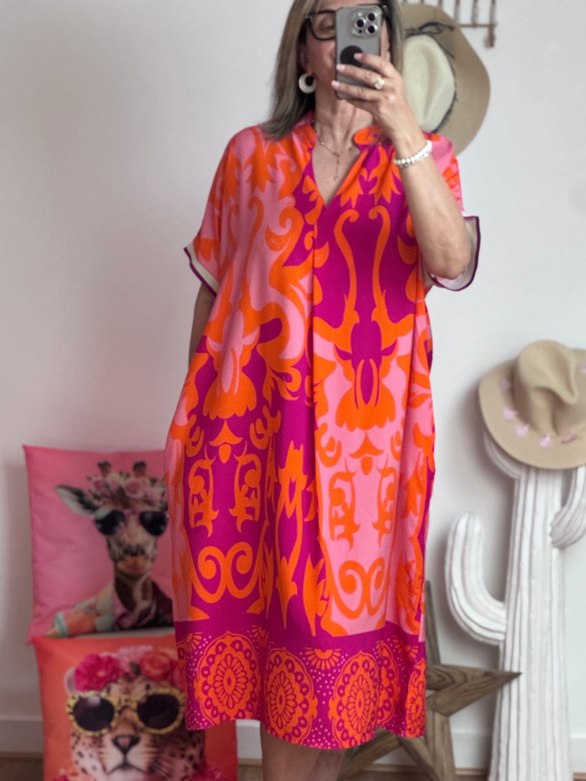 Robe fluide arabesque rose TU 40/48