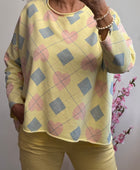 Sweat-shirt jacquard et cœur jaune