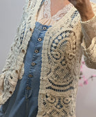 Gilet long crochet beige TU 38/44