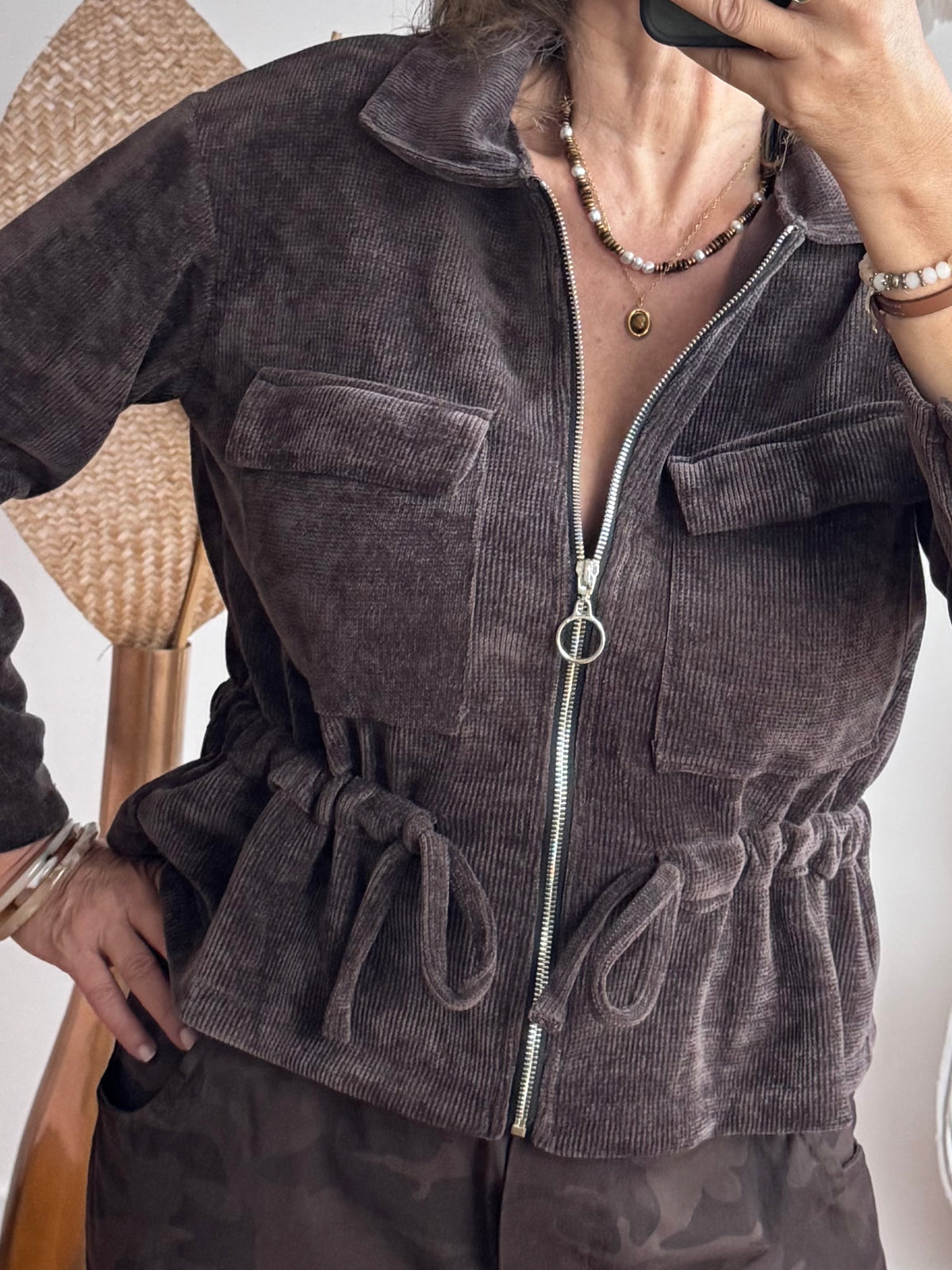 Veste velours milleraie marron