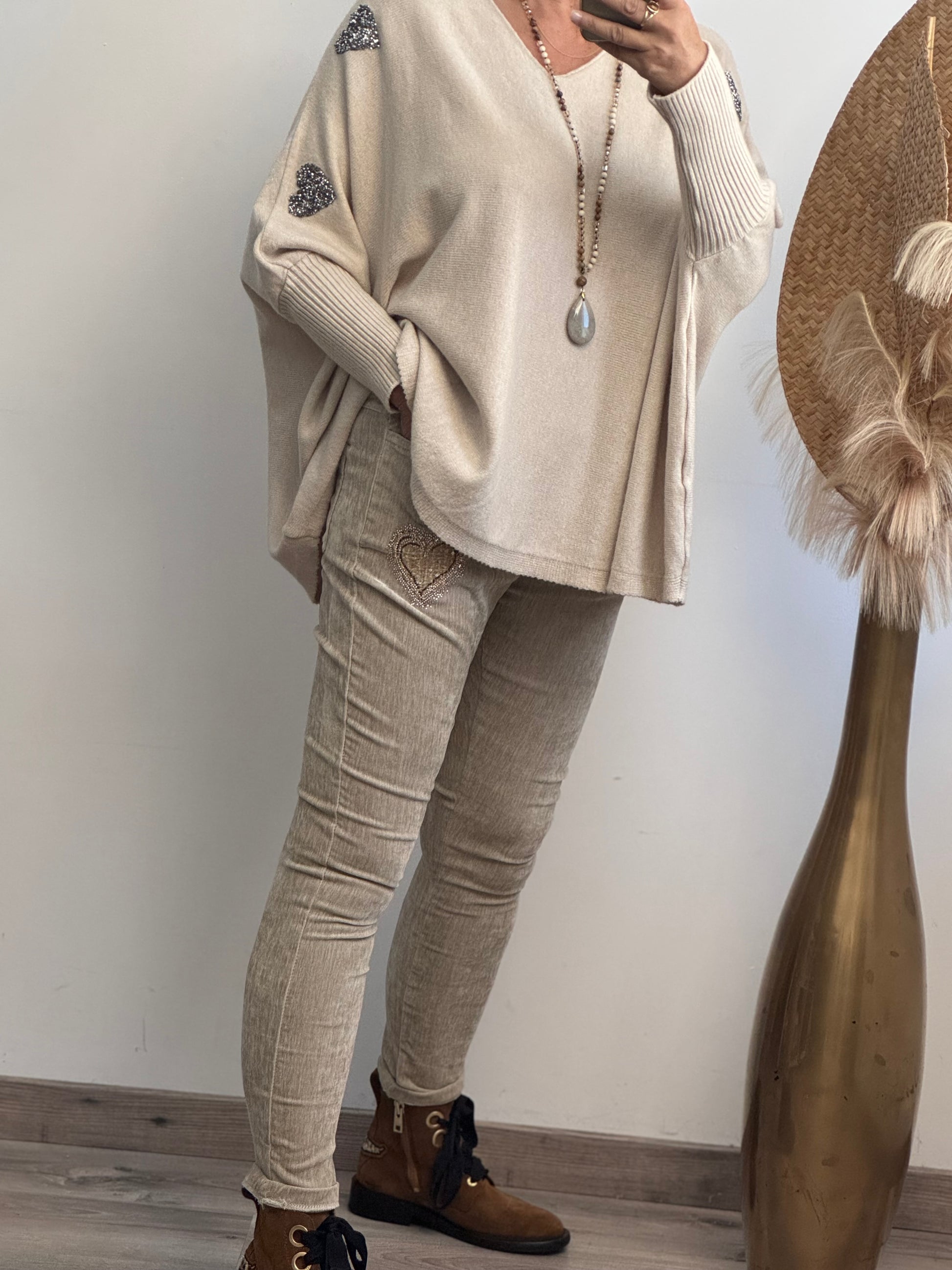 Pantalon velours beige