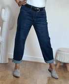 Jeans barrel bleu foncé