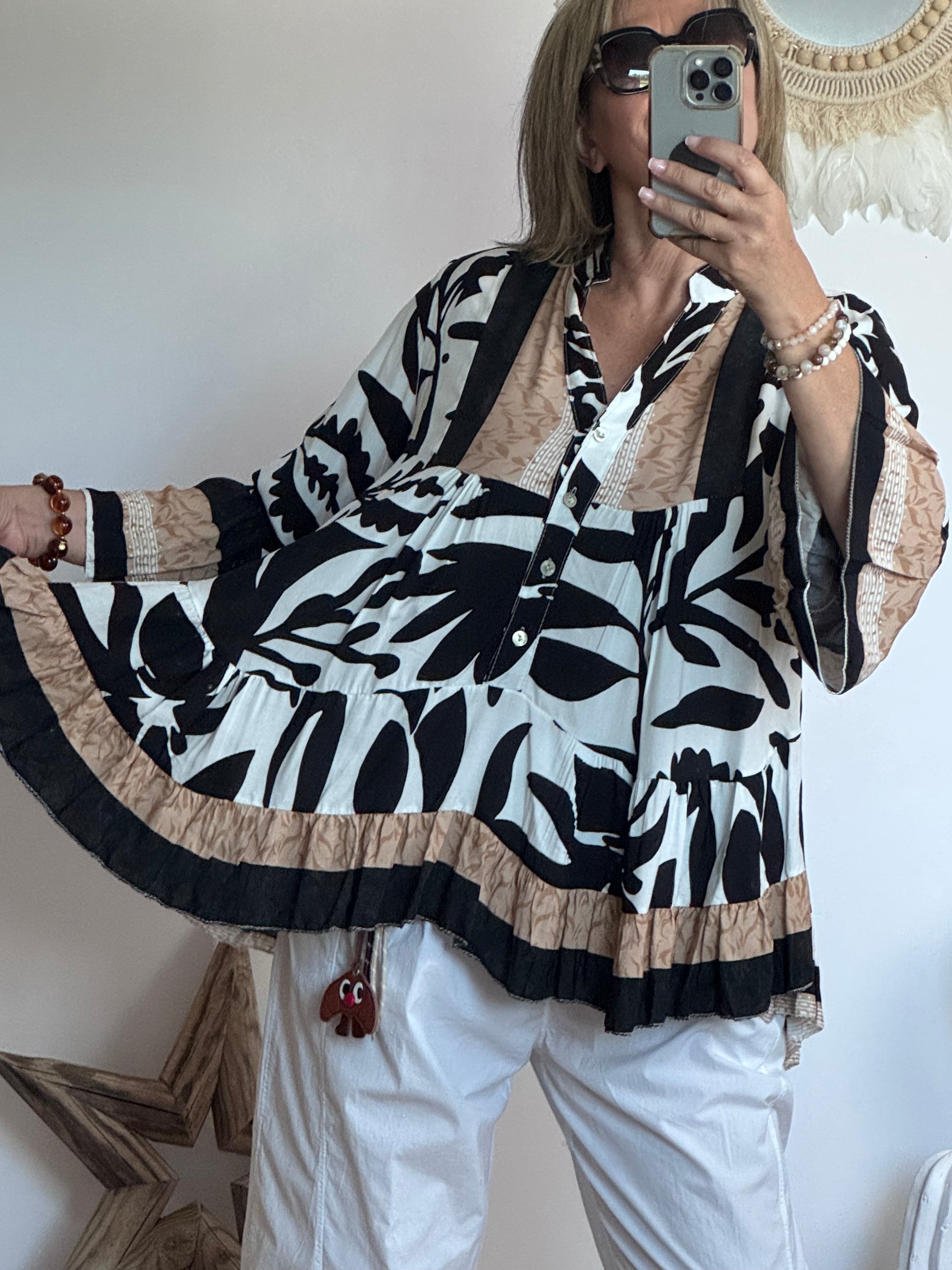 Blouse camélia noir