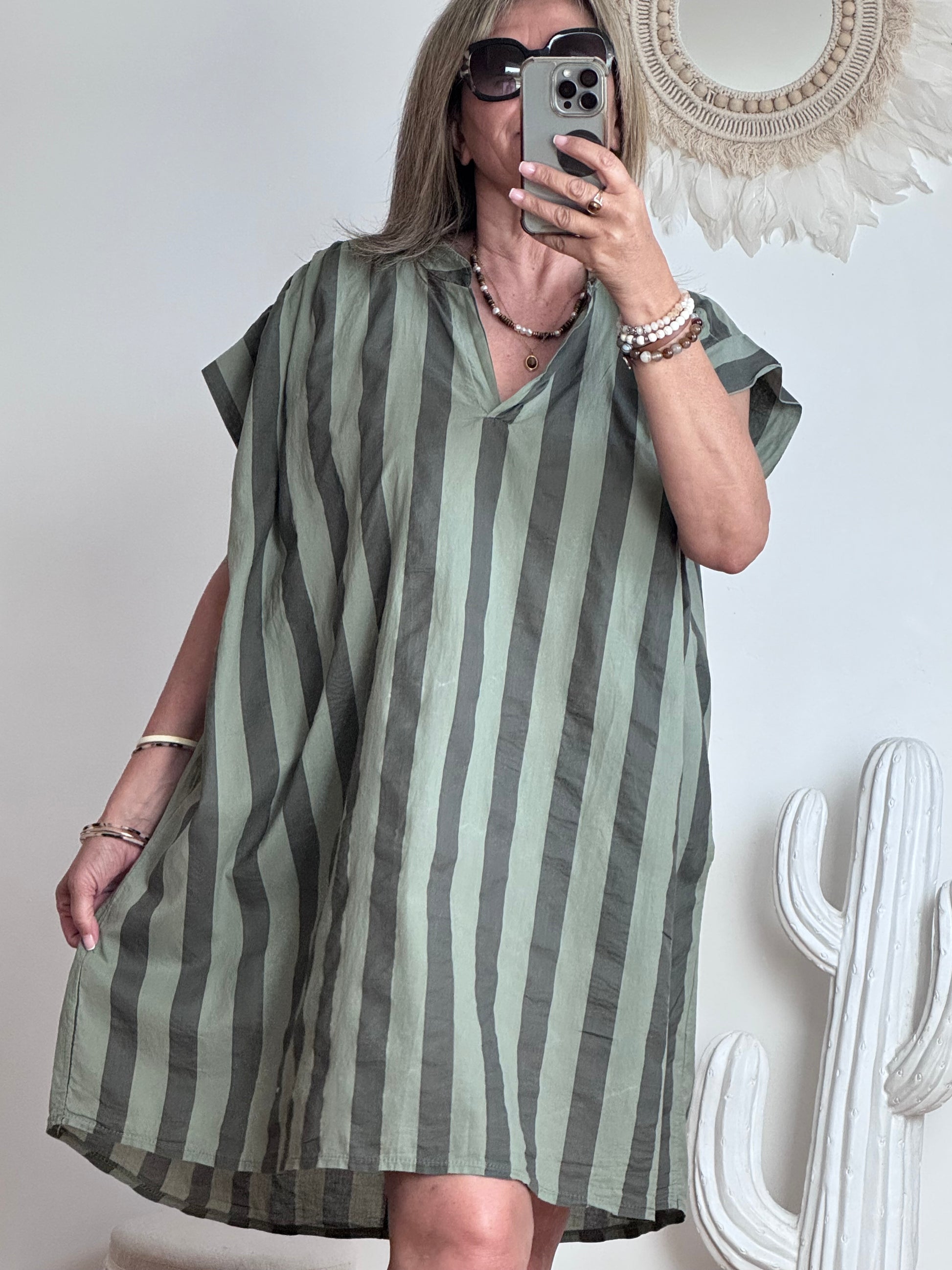 Robe rayée kaki /marron TU 42/50
