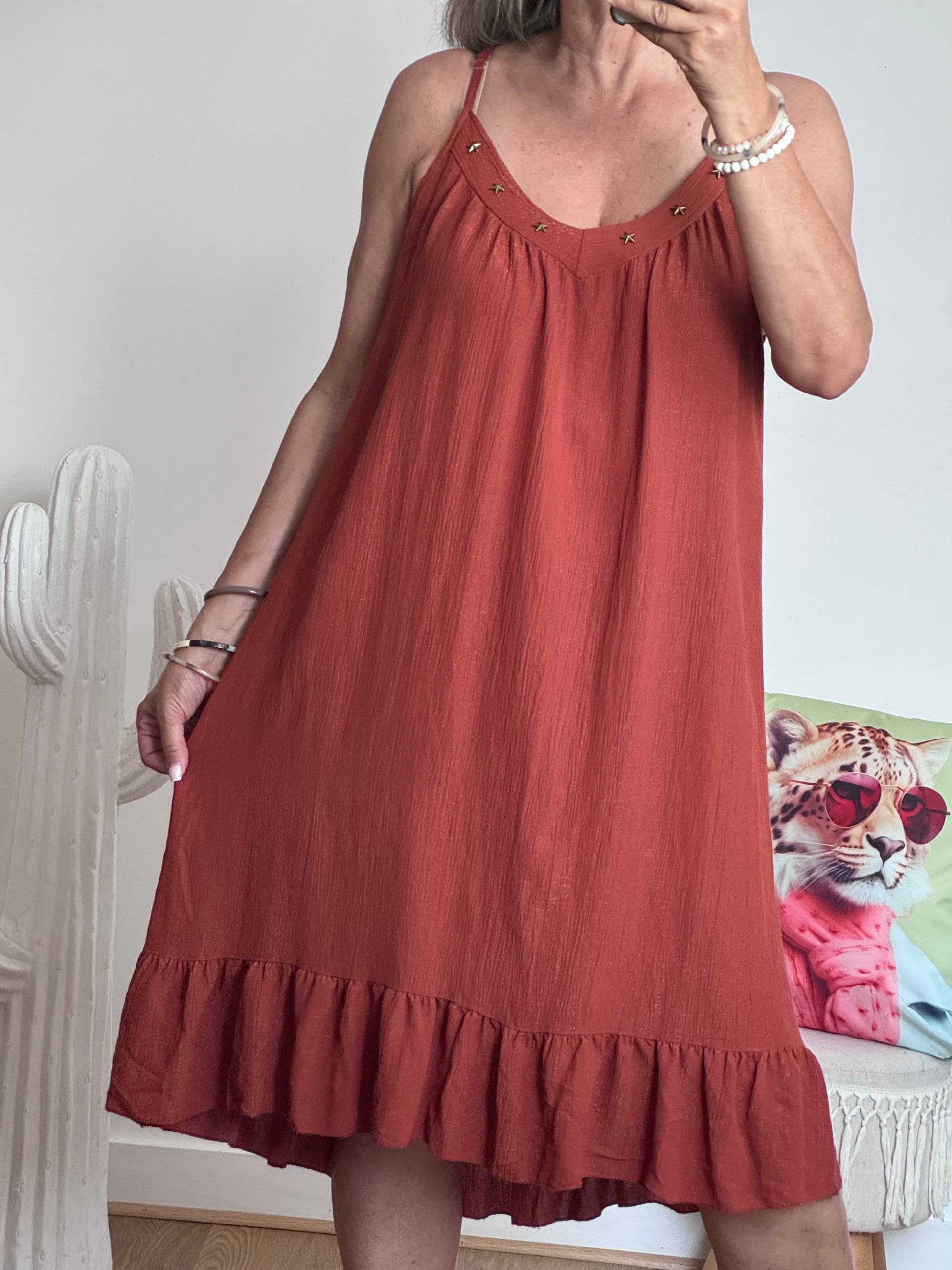Robe d’été à bretelles terracotta