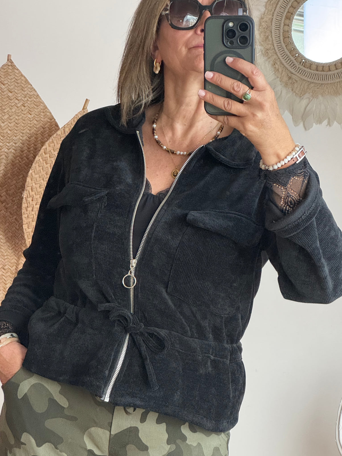 Veste velours milleraies noir