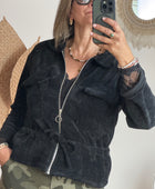 Veste velours milleraies noir