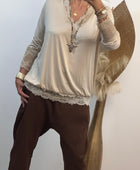 Top dentelle beige TU 40/46 et TU 46/50