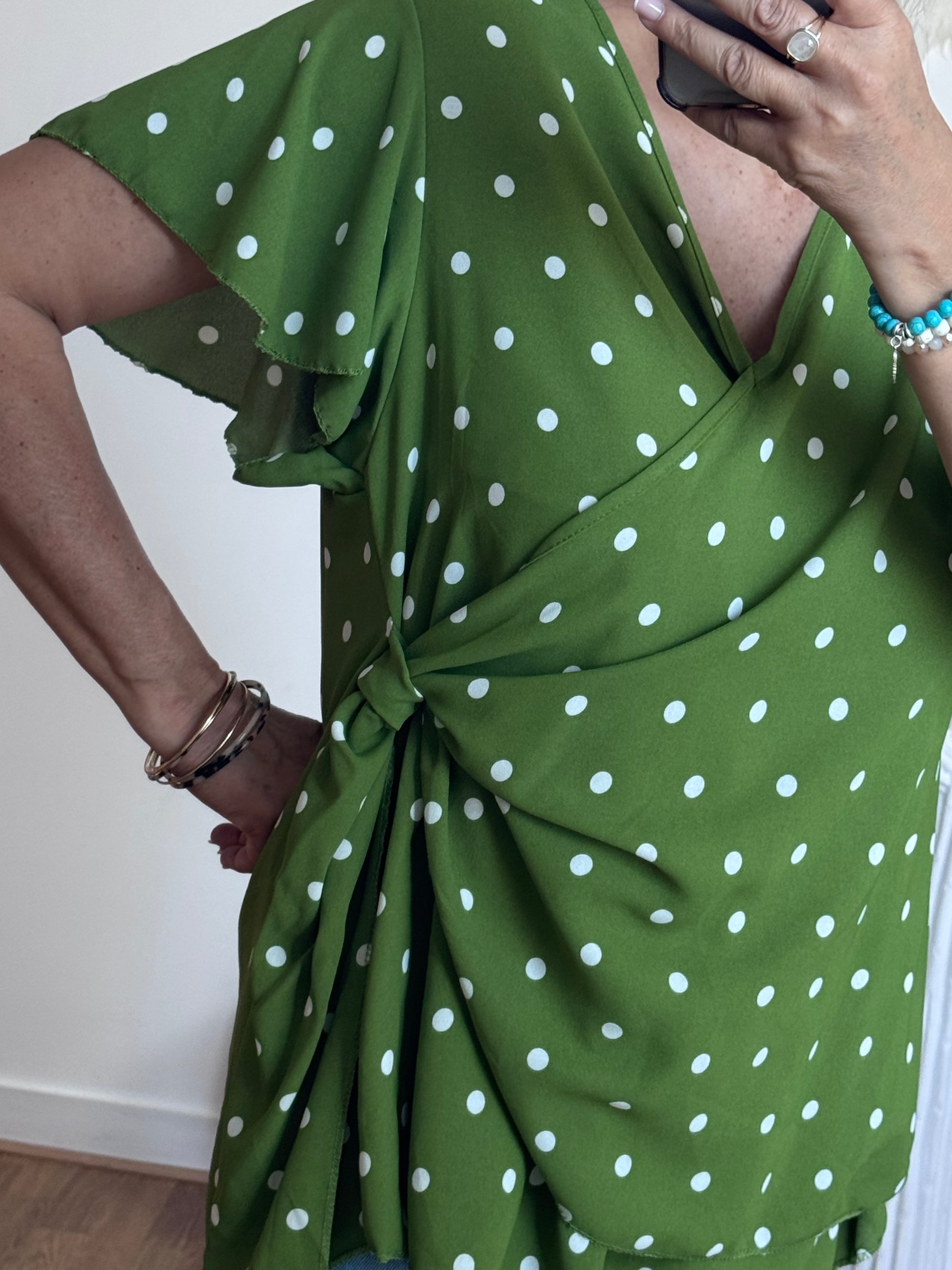 Blouse pois vert TU 44/50