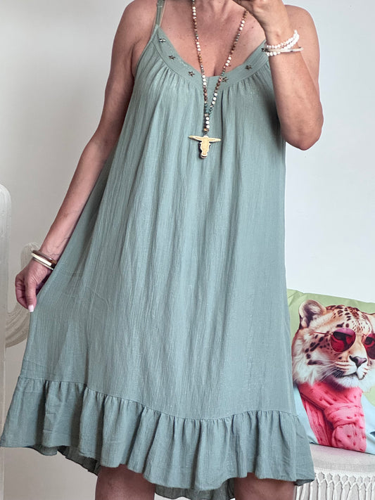 Robe d’été à bretelles kaki