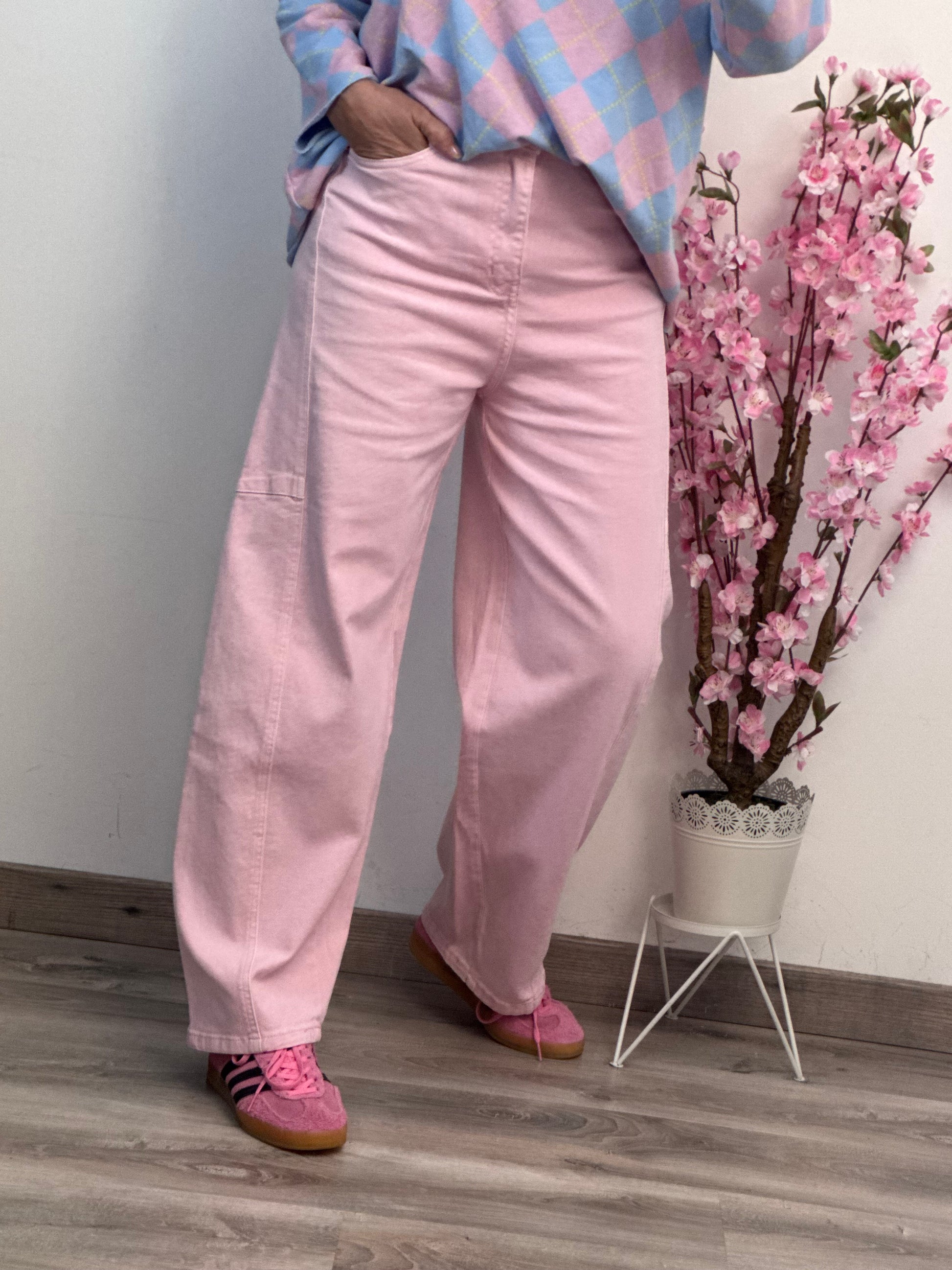 Jeans balloon rose pâle