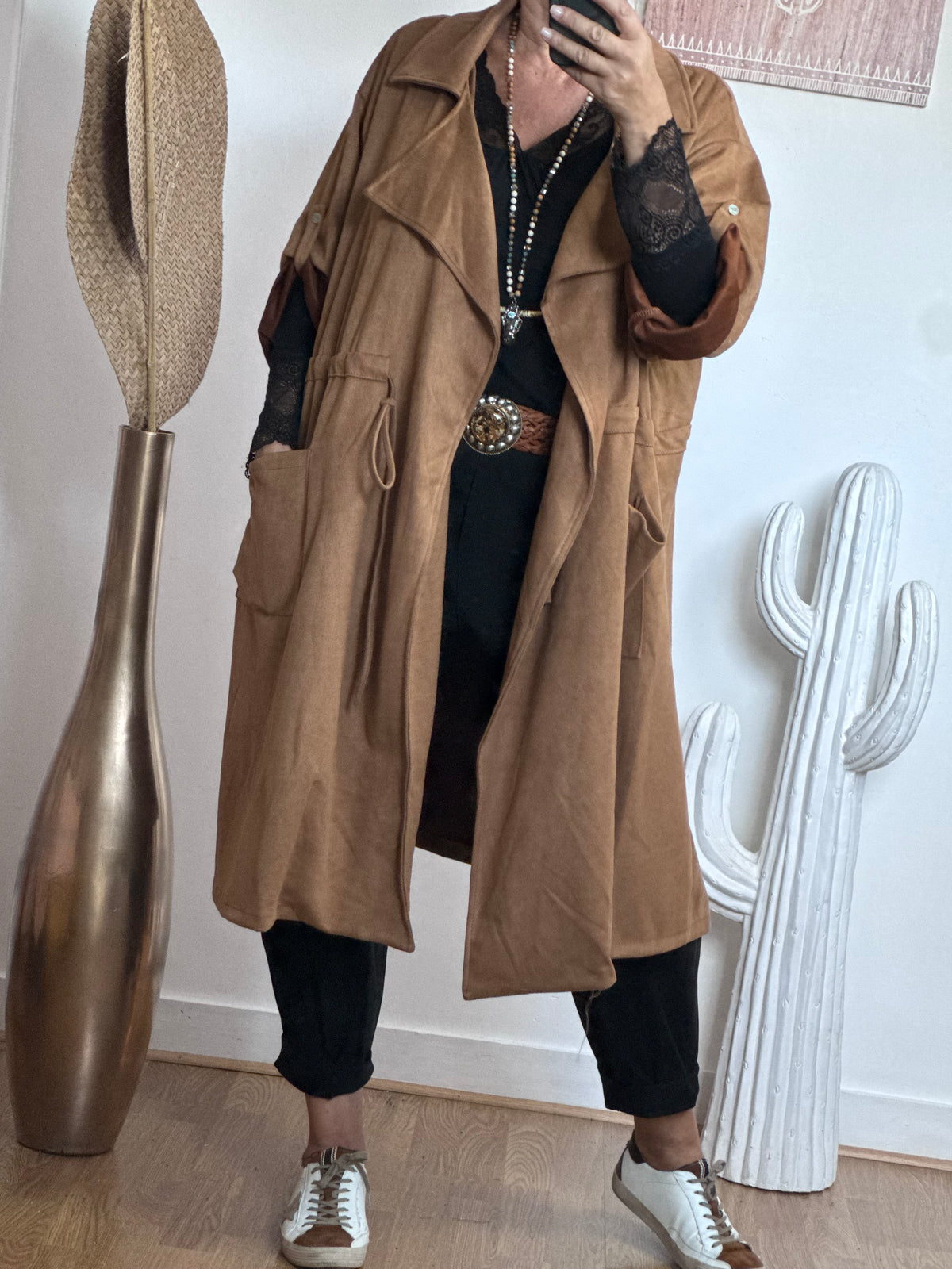 Manteau Arizona suédine camel