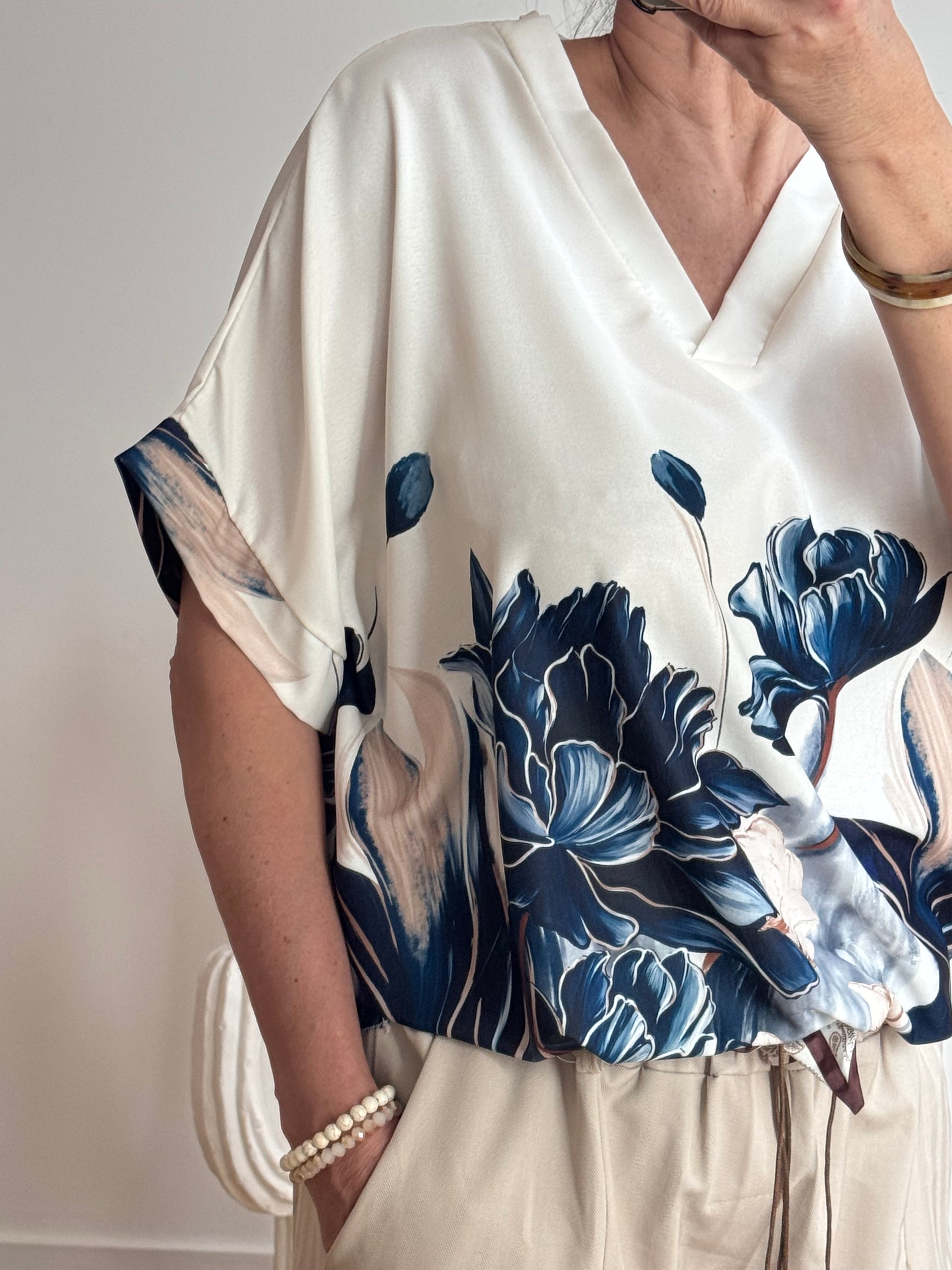 Blouse imprimée marine TU 44/50