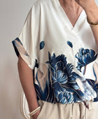 Blouse imprimée marine TU 44/50
