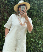 Combishort rayée beige