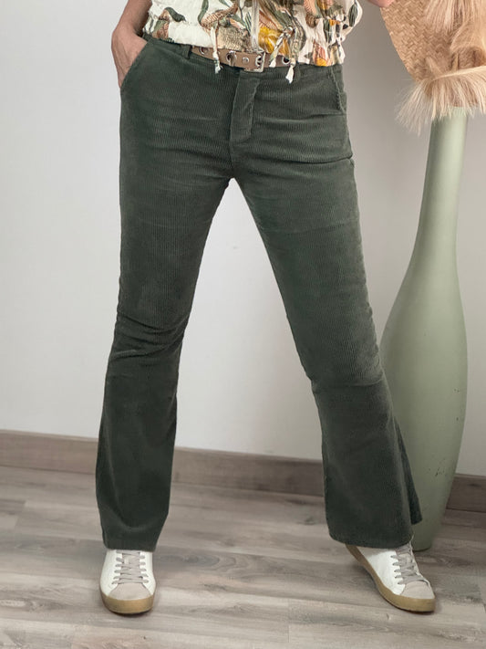 Pantalon Flare velours kaki