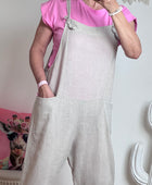 Salopette lin taupe