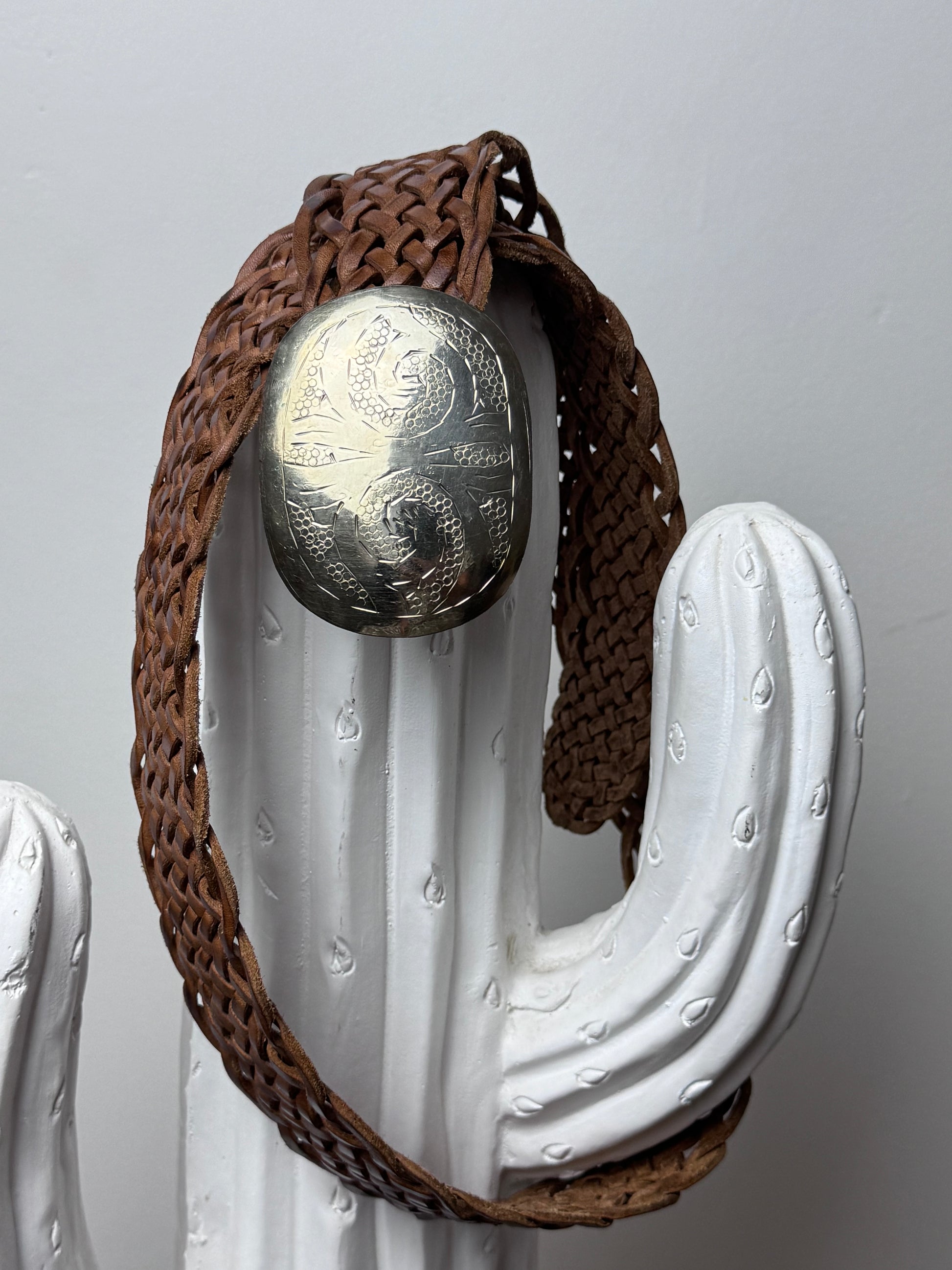 Ceinture cuir tressé marron clair