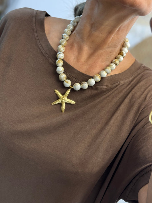 Collier étoile perles